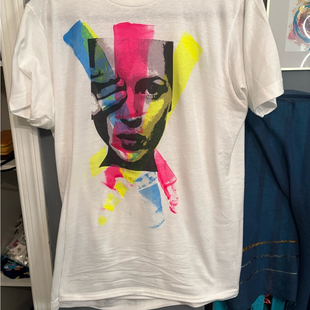 Kate Moss Unique Graphic Print White T-Shirt